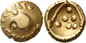 Central Europe 
Vindelici. Early 1st century BC. Stater (Gold, 17 mm, 7.41 g, 3 h), "Regenbogenschüsselchen" type. Head of an eagle to left with a pe...