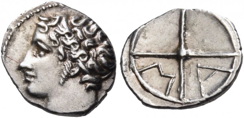 Gaul 
Massalia. Circa 218/5-200 BC. Obol (Silver, 10 mm, 0.70 g, 10 h). Bare he...