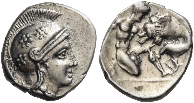 Calabria 
Tarentum. Circa 325-280 BC. Diobol (Silver, 12 mm, 1.31 g, 5 h). Head...