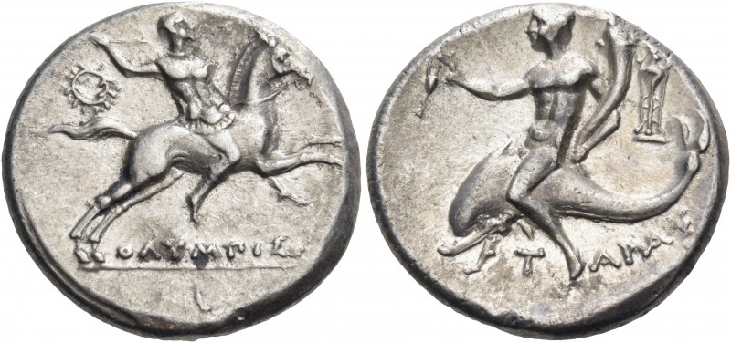 Calabria 
Tarentum. Circa 240-228 BC. Nomos (Silver, 21.5 mm, 6.48 g, 5 h), str...