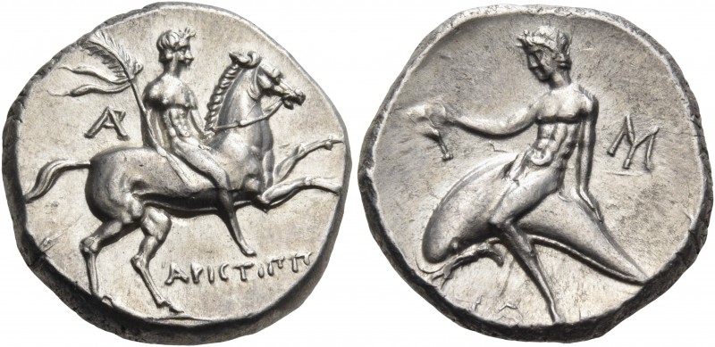 Calabria 
Tarentum. Circa 240-228 BC. Didrachm or nomos (Silver, 20 mm, 6.64 g,...
