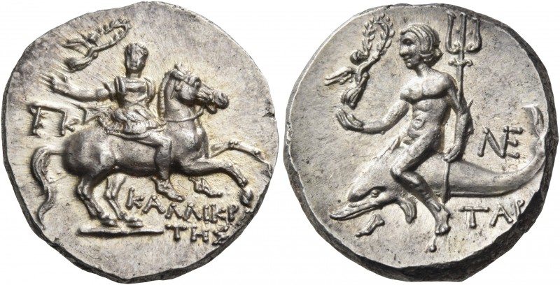 Calabria 
Tarentum. Circa 240-228 BC. Didrachm or nomos (Silver, 20 mm, 6.51 g,...