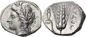 Lucania 
Metapontum. Circa 330-290 BC. Didrachm or nomos (Silver, 22 mm, 7.92 g, 5 h), struck under the magistrate Atha.... Head of Demeter to left, ...