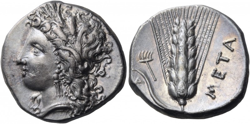 Lucania 
Metapontum. Circa 330-290 BC. Nomos or Didrachm (Silver, 20 mm, 7.87 g...