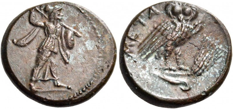 Lucania 
Metapontum. Circa 300-250 BC. Chalkous (Bronze, 15 mm, 3.18 g, 7 h). A...
