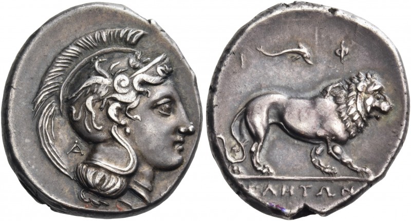 Lucania 
Velia. Circa 300-280 BC. Nomos (Silver, 21 mm, 7.58 g, 5 h). Head of A...