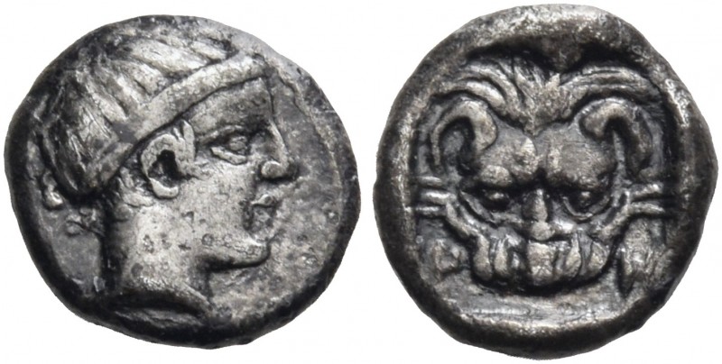 Bruttium 
Rhegion. Circa 356-351 BC. Litra (Silver, 7.5 mm, 0.68 g, 2 h). Diade...