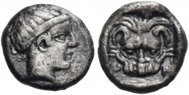 Bruttium 
Rhegion. Circa 356-351 BC. Litra (Silver, 7.5 mm, 0.68 g, 2 h). Diademed head of Apollo (or Iokastos) to right. Rev. Lion's mask facing wit...