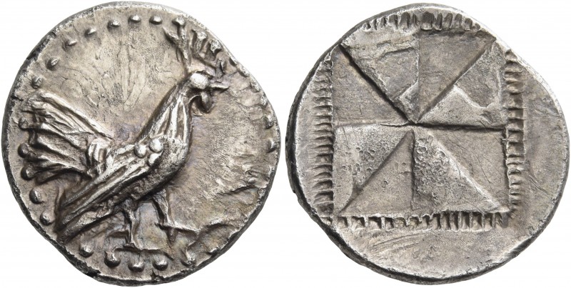 Sicily 
Himera. Circa 530-483/2 BC. Drachm (Silver, 21 mm, 5.60 g). Rooster wal...