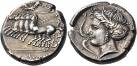 Sicily 
Lilybaion (as ‘Cape of Melkart’). Circa 330-305 BC. Tetradrachm (Silver, 24 mm, 17.13 g, 1 h). Charioteer, holding goad in his right hand and...