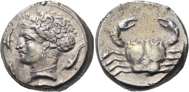 Sicily 
Motya. Circa 405-397 BC. Tetradrachm (Silver, 24 mm, 17.05 g, 6 h). Hea...