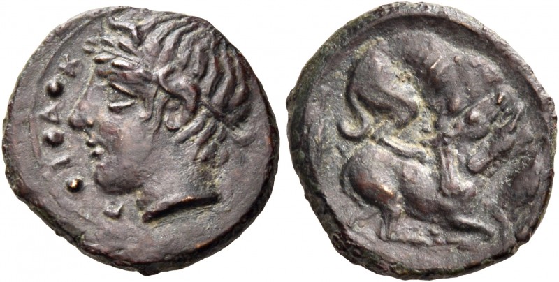 Sicily 
Piakos. Circa 425-420 BC. Tetras or Trionkion (Bronze, 15 mm, 2.02 g, 9...