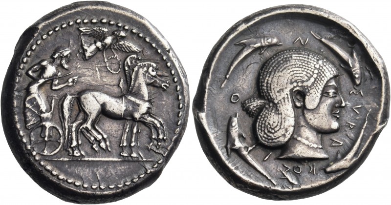 Sicily 
Syracuse. Deinomenid Tyranny, 485-466 BC. Tetradrachm (Silver, 25.5 mm,...