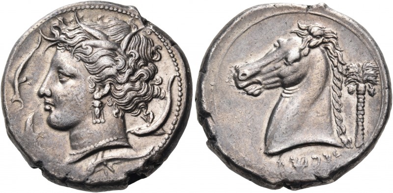 Sicily 
Unlocated Punic Mint, Lilybaion or Entella. 320/315-300 BC. Tetradrachm...