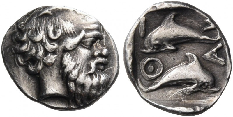 Islands off Thrace 
Thasos. Circa 411-404 BC. Hemiobol (Silver, 9 mm, 0.48 g, 9...