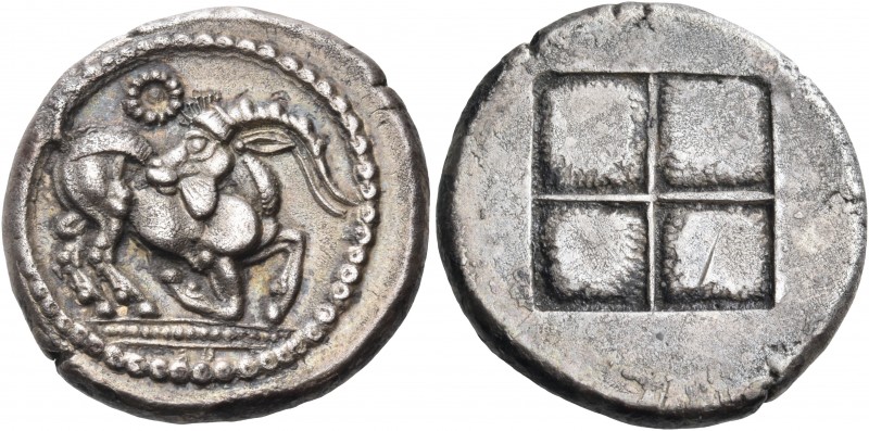 Thraco-Macedonian Tribes 
Mygdones or Krestones. Circa 485-480 BC. Stater (Silv...