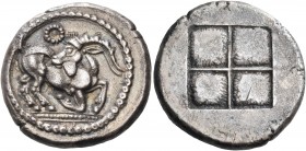 Thraco-Macedonian Tribes 
Mygdones or Krestones. Circa 485-480 BC. Stater (Silver, 22 mm, 9.58 g). Goat kneeling to right, his head turned back to le...