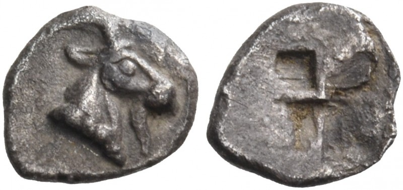 Macedon 
“Aigai”. Circa 485-470 BC. Hemiobol (Silver, 7 mm, 0.25 g). Head of a ...