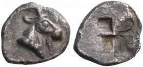 Macedon 
“Aigai”. Circa 485-470 BC. Hemiobol (Silver, 7 mm, 0.25 g). Head of a goat to right. Rev. Quadripartite incuse square. Cf. AMNG p. 138, 24, ...