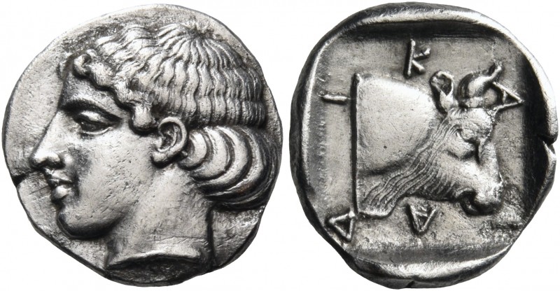 Macedon 
Dikaia. Circa 450-425/0 BC. Tetrobol (Silver, 14 mm, 2.29 g, 1 h). Hea...
