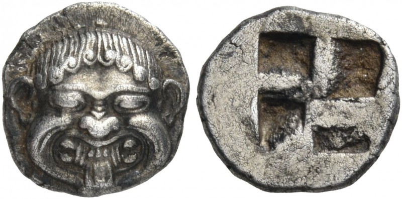 Macedon 
Neapolis. Circa 500-480 BC. Obol (Silver, 10 mm, 0.94 g). Facing gorgo...