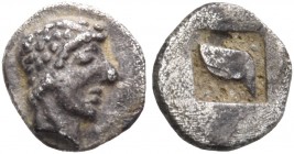 Macedon 
Skione. Circa 480-450 BC. Hemiobol (Silver, 7 mm, 0.34 g). Head of youthful Protesilaos to right. Rev. Galley "Eye"; all within incuse squar...