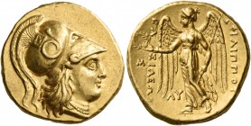 Kings of Macedon 
Philip III Arrhidaios, 323-317 BC. Stater (Gold, 18 mm, 8.60 g, 2 h), Babylon, c. 323-317. Head of Athena to right, wearing pendant...