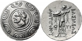 Kings of Macedon 
Antigonos II Gonatas, 277/6-239 BC. Tetradrachm (Silver, 32 mm, 17.17 g, 11 h), Amphipolis, c. 274/1-260/55. Horned head of Pan to ...
