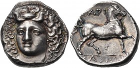 Thessaly 
Larissa. Circa 365-356 BC. Stater (Silver, 23 mm, 12.26 g, 1 h). Head of the nymph Larissa facing, turned slightly to the left, wearing amp...