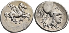 Akarnania 
Anaktorion. Circa 350-300 BC. Stater (Silver, 23 mm, 8.57 g, 1 h). Pegasus flying right with straight wings; below, monogram of AN. Rev. H...