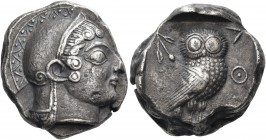 Attica 
Athens. Circa 500/490-485/0 BC. Tetradrachm (Silver, 19 mm, 16.96 g, 11 h). Head of Athena to right, wearing crested Attic helmet and circula...