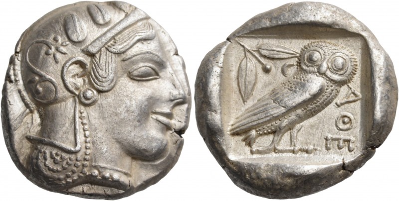 Attica 
Athens. Circa 460-455 BC. Tetradrachm (Silver, 25 mm, 17.16 g, 10 h). H...