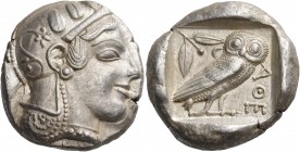 Attica 
Athens. Circa 460-455 BC. Tetradrachm (Silver, 25 mm, 17.16 g, 10 h). Head of Athena to right, wearing crested Attic helmet adorned with thre...