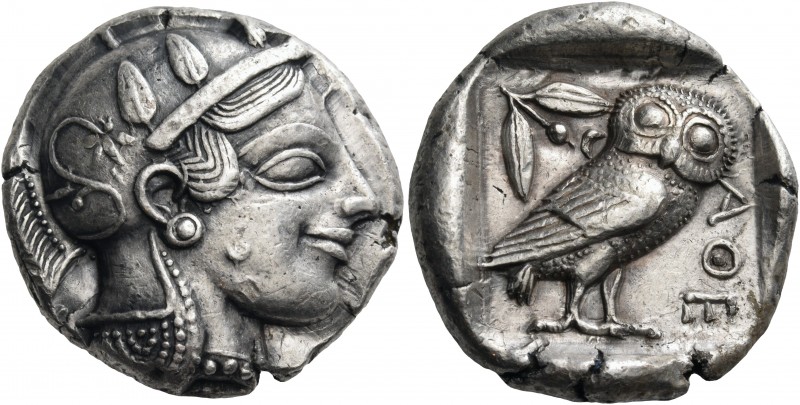 Attica 
Athens. Circa 460-455 BC. Tetradrachm (Silver, 24 mm, 17.23 g, 2 h). He...