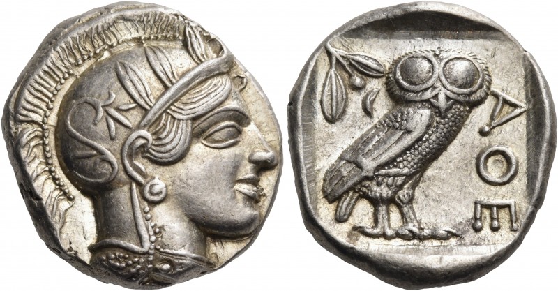 Attica 
Athens. Circa 449-404 BC. Tetradrachm (Silver, 26 mm, 17.23 g, 7 h), 43...