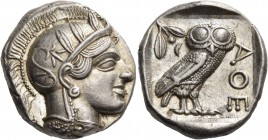 Attica 
Athens. Circa 449-404 BC. Tetradrachm (Silver, 26 mm, 17.23 g, 7 h), 430s. Head of Athena to right, wearing crested Attic helmet adorned with...