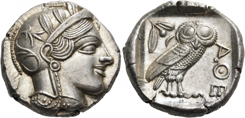 Attica 
Athens. Circa 449-404 BC. Tetradrachm (Silver, 25 mm, 17.20 g, 7 h), 43...