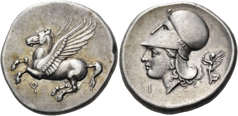 Corinthia 
Corinth. Mid 4th century BC. Stater (Silver, 22 mm, 8.57 g, 3 h). Pe...