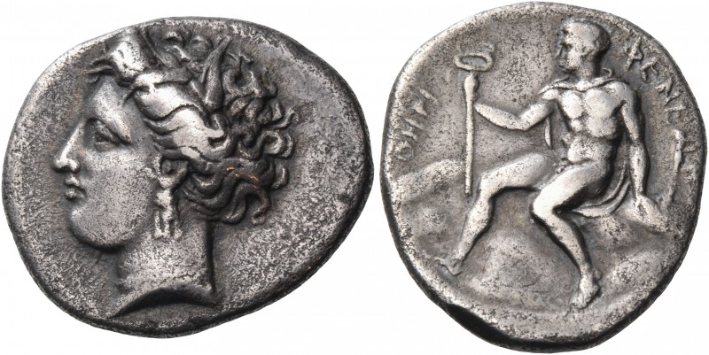 Arkadia 
Pheneos. Circa 360-350 BC. Drachm (Silver, 20 mm, 5.64 g, 4 h). Head o...