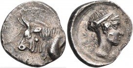 Crete 
Gortyna. Circa 330-270 BC. Hemidrachm (Silver, 17 mm, 2.88 g, 6 h). Forepart of a bull to left. Rev. ΛOPTY-ΝV... Diademed Head of Europa to ri...