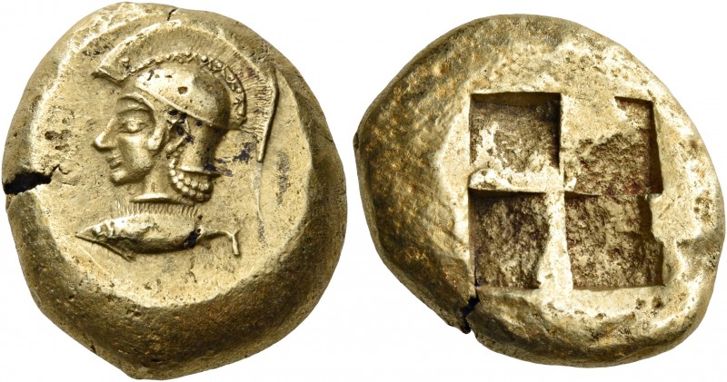 Mysia 
Kyzikos. Circa 550-500 BC. Stater (Electrum, 21 mm, 16.05 g). Head of At...