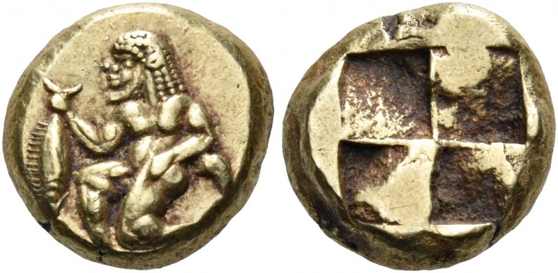 Mysia 
Kyzikos. Circa 500-450 BC. Hekte (Electrum, 10 mm, 2.69 g). Satyr in the...