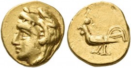 Troas 
Dardanos. Third Quarter of the 4th century BC. 1/8 Stater (Gold, 8 mm, 1.06 g, 6 h). Youthful head of Herakles to left, wearing lion's skin he...