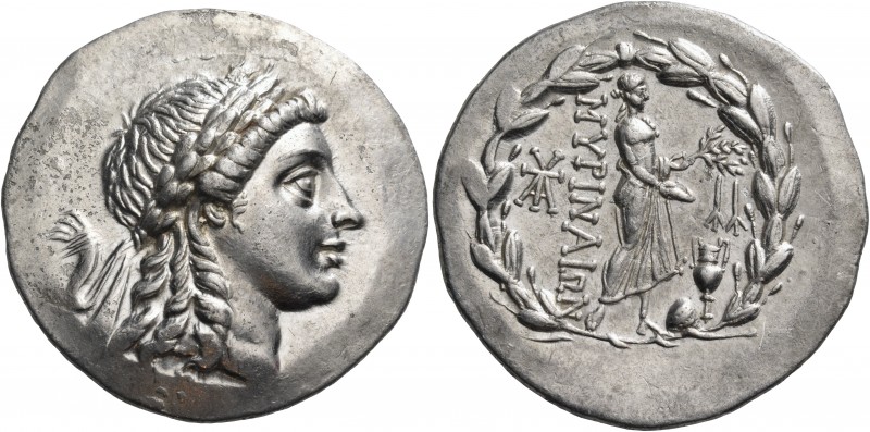 Aeolis 
Myrina. Circa 155-145 BC. Tetradrachm (Silver, 32 mm, 16.66 g, 12 h). L...