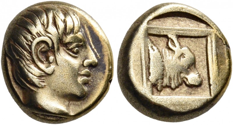 Lesbos 
Mytilene. Circa 454-428/7 BC. Hekte (Electrum, 10.5 mm, 2.47 g, 5 h). B...