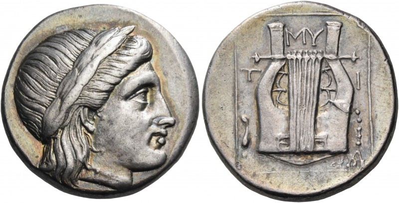 Lesbos 
Mytilene. Circa 350-300 BC. Didrachm or Double-siglos (Silver, 23 mm, 1...