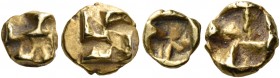 Ionia 
Uncertain. Circa 625-600 BC. Lot of two pieces: 1/24 and 1/48 Stater (Electrum 6.5 & 5 mm, 0.64 & 0.31 g). Raised clockwise swastika pattern. ...