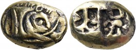 Ionia
Uncertain. Circa 600-550 BC. Trite (Electrum, 13 mm, 3.05 g), of very light weight, but not plated. Boars' head to right. Rev. Double incuse sq...