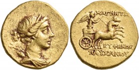 Ionia 
Magnesia ad Maeandrum. Circa 125-120 BC. Stater (Gold, 19 mm, 8.49 g, 12 h), struck under the magistrate Euphemos, son of Pausa­nias. Diademed...
