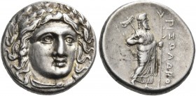 Satraps of Caria 
Pixodaros, Circa 341/0-336/5 BC. Drachm (Silver, 16 mm, 3.80 g, 1 h), Halikarnassos. Laureate head of Apollo three-quarter facing t...